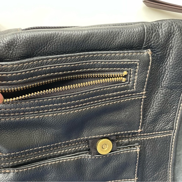 VTG Fossil Morgan Traveler Crossbody Messenger Bag Purse Black Pebbled Leather - Picture 11 of 16